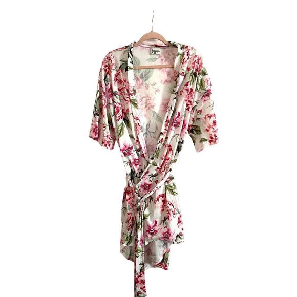 SHOW ME YOUR MUMU Floral Short Robe Dressing Makeup Gown Bridal Bridesmaid - Picture 1 of 4
